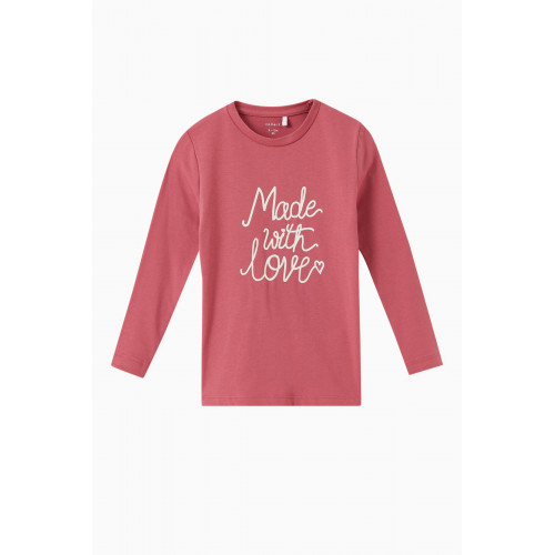 Name It - Printed Sweatshirt in Organic-cotton Pink