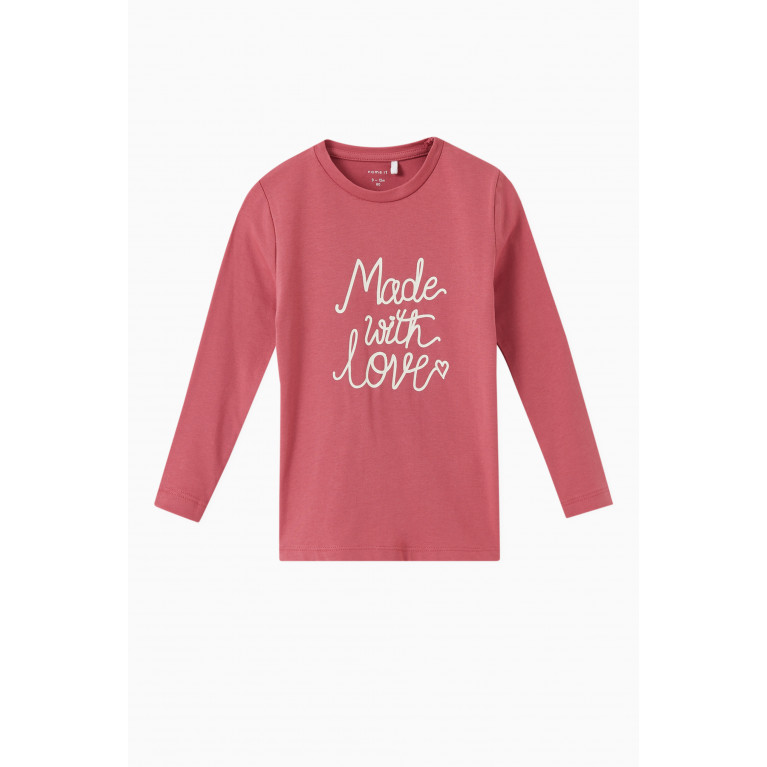 Name It - Printed Sweatshirt in Organic-cotton Pink