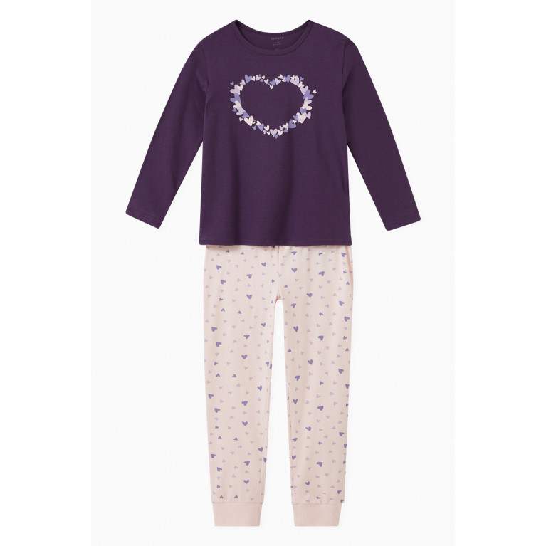 Name It - Heart Print Pyjama Set in Organic Cotton