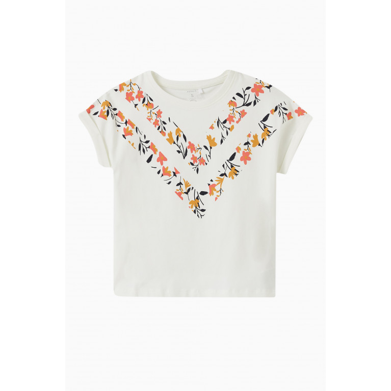 Name It - Floral-print T-shirt in Cotton Neutral