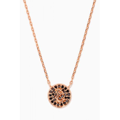 Bil Arabi - Round Arabic "EIN" Letter Black Diamond Necklace in 18kt Rose Gold