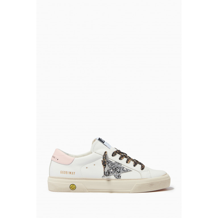 Golden Goose Deluxe Brand - May Sneakers with Glitter Star in Leather