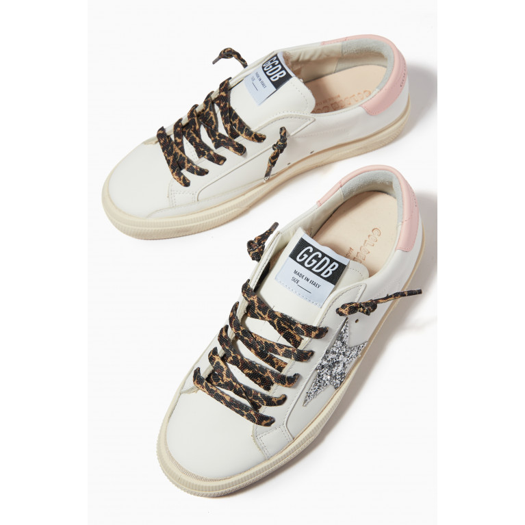 Golden Goose Deluxe Brand - May Sneakers with Glitter Star in Leather