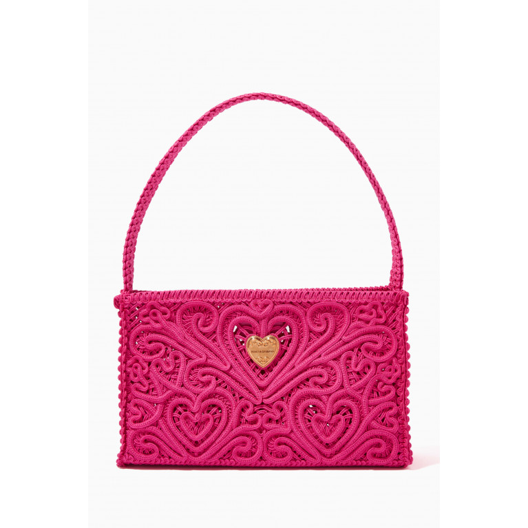 Dolce & Gabbana - Beatrice Small Shoulder Bag in Cordonetto Lace Pink