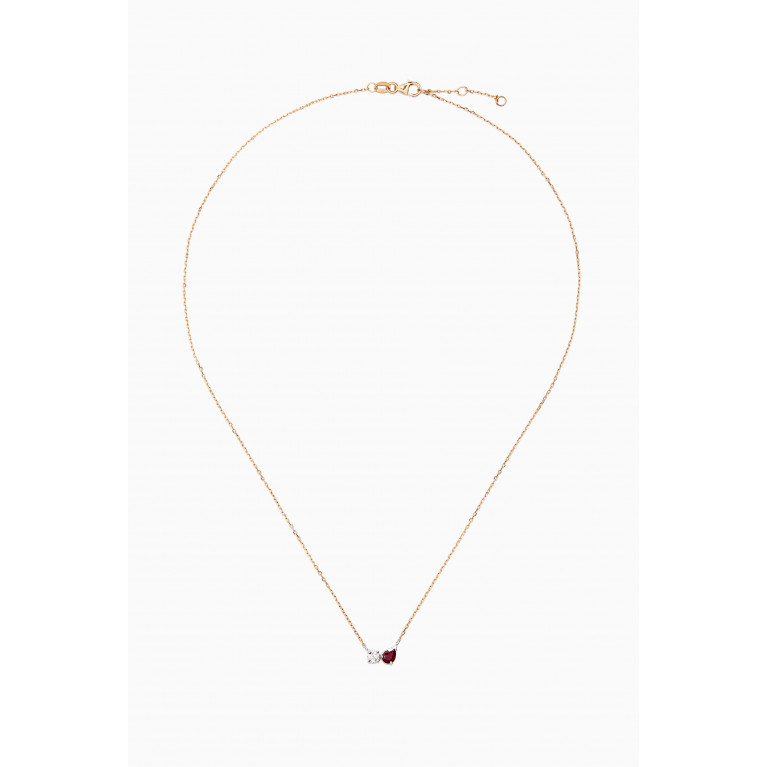 The Golden Collection - Diamond & Ruby Duo Necklace in 18kt Yellow Gold