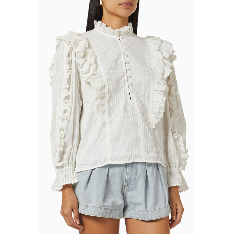 Magali Pascal - Luciana Ruffled Top in Crinkle-cotton