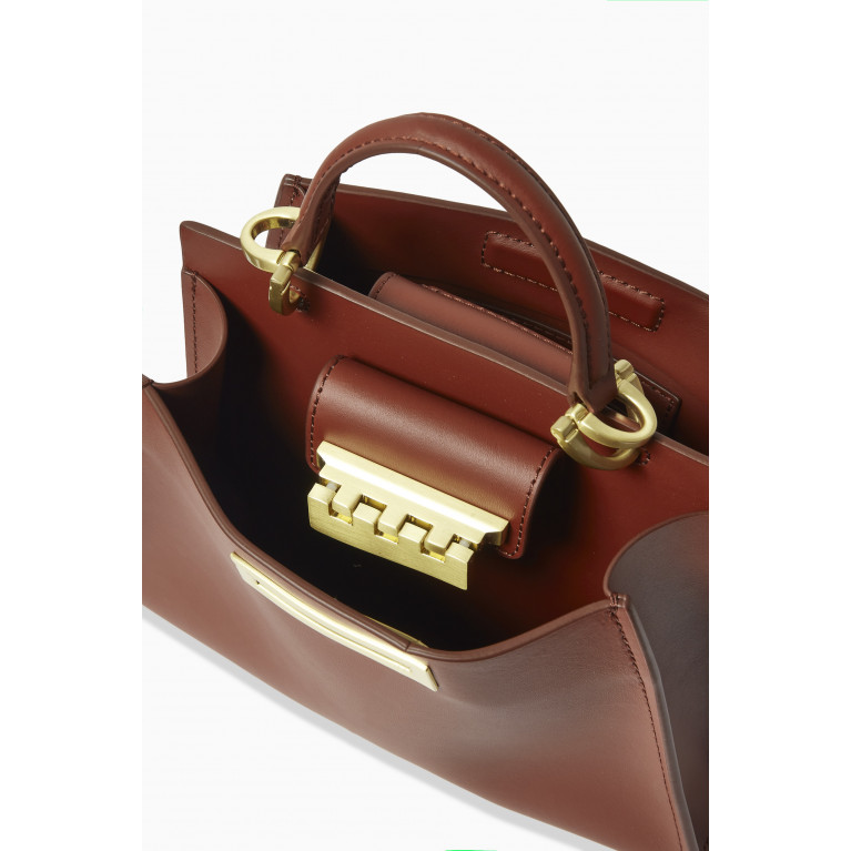 ZAC Zac Posen - Small Earthette Top Handle Bag in Leather Brown