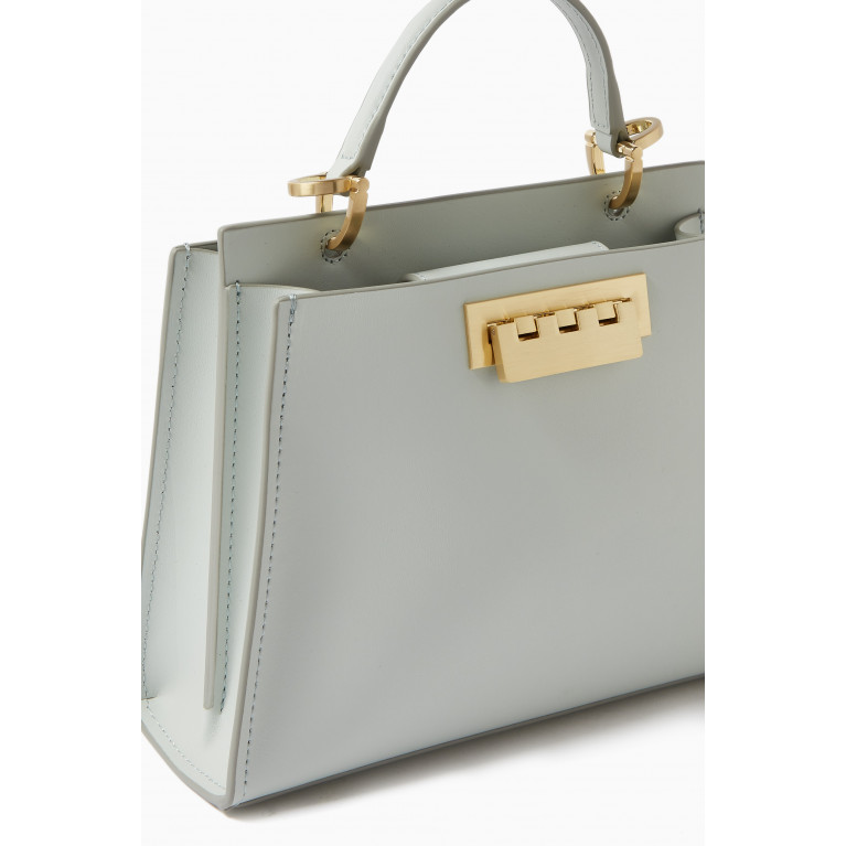 ZAC Zac Posen - Small Earthette Double Compartment Top Handle Bag in Leather Grey