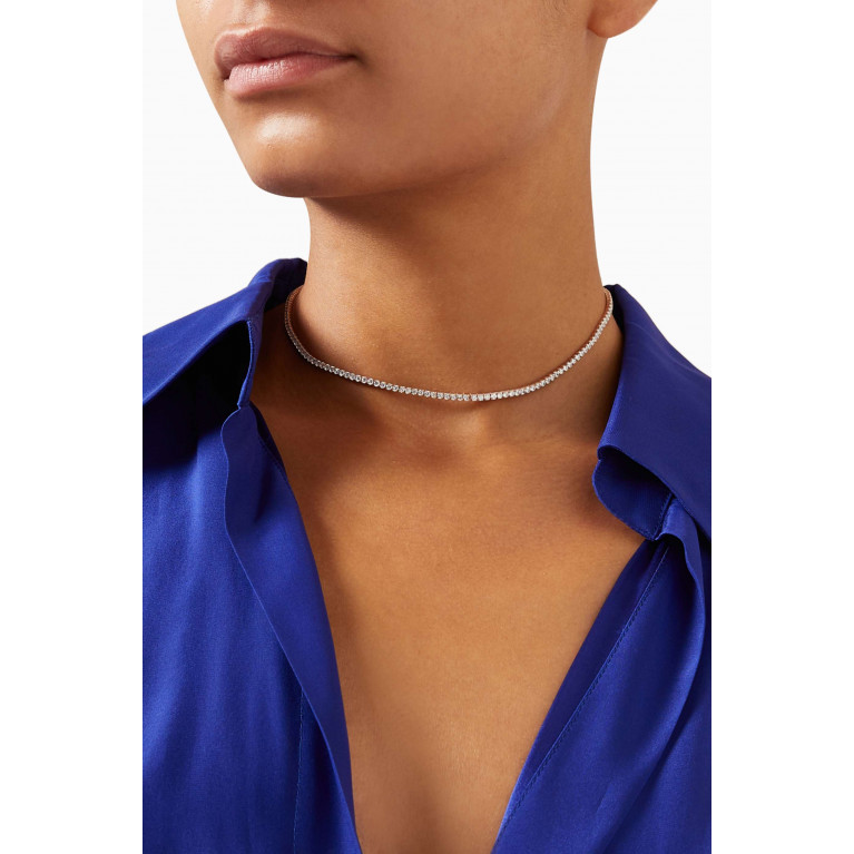 By Adina Eden - Thin Tennis Choker in Rose Gold-plated Sterling Silver Rose Gold