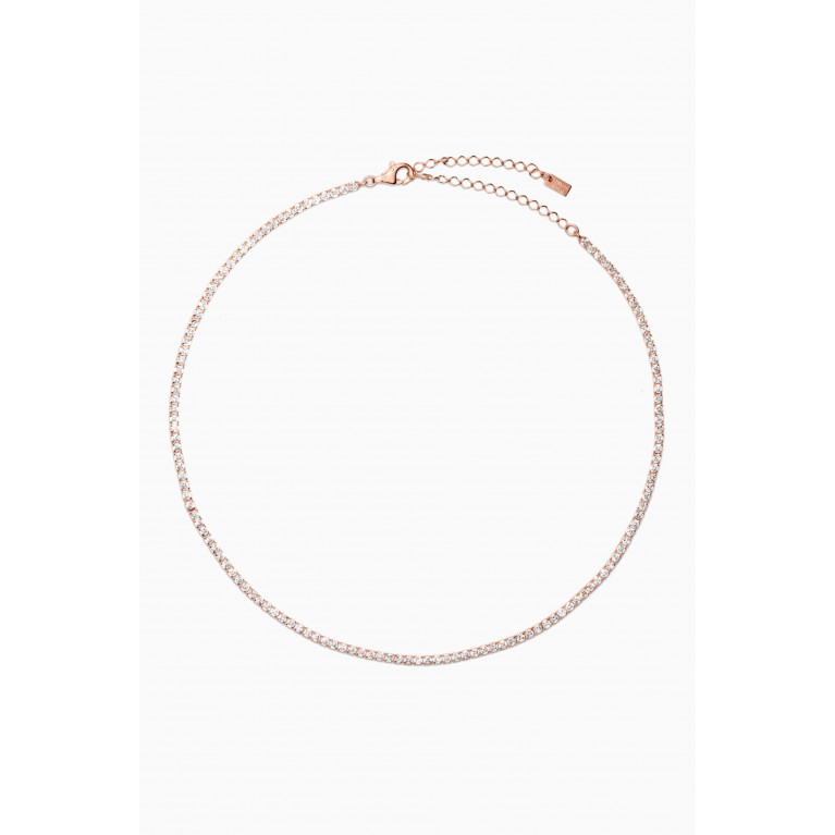 By Adina Eden - Thin Tennis Choker in Rose Gold-plated Sterling Silver Rose Gold