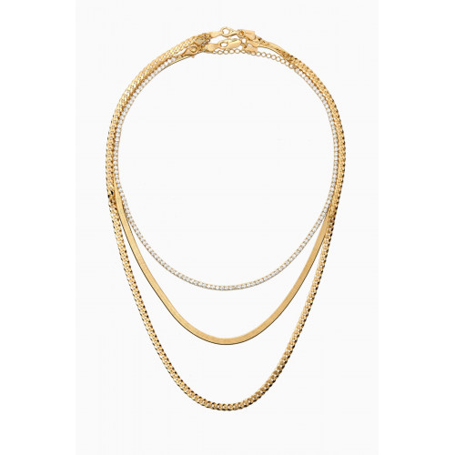 By Adina Eden - Ultimate Layering Necklace Combo Set in Yellow Gold-plated Sterling Silver
