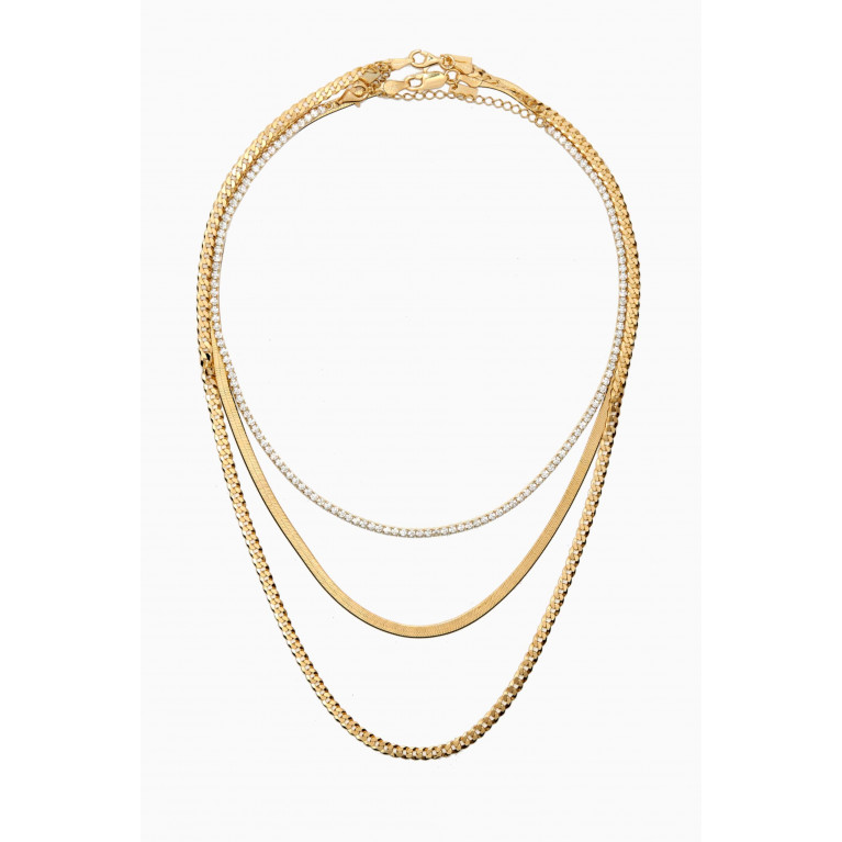 By Adina Eden - Ultimate Layering Necklace Combo Set in Yellow Gold-plated Sterling Silver