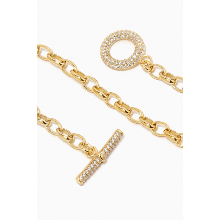 By Adina Eden - Pave Toggle Chain Link Bracelet in Yellow Gold-plated Sterling Silver