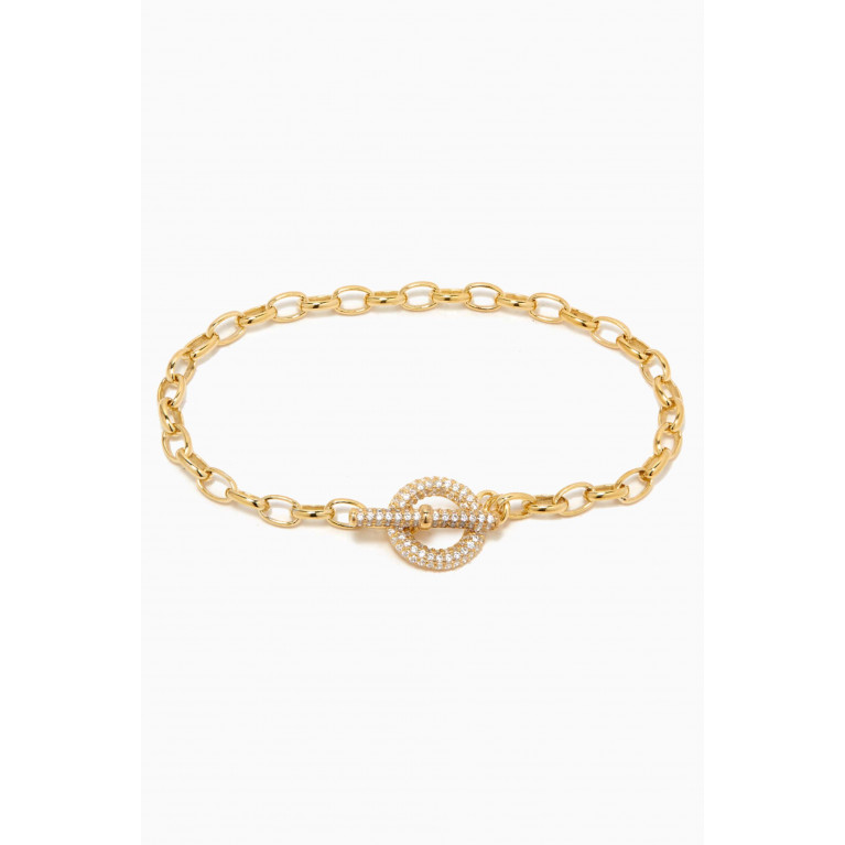 By Adina Eden - Pave Toggle Chain Link Bracelet in Yellow Gold-plated Sterling Silver