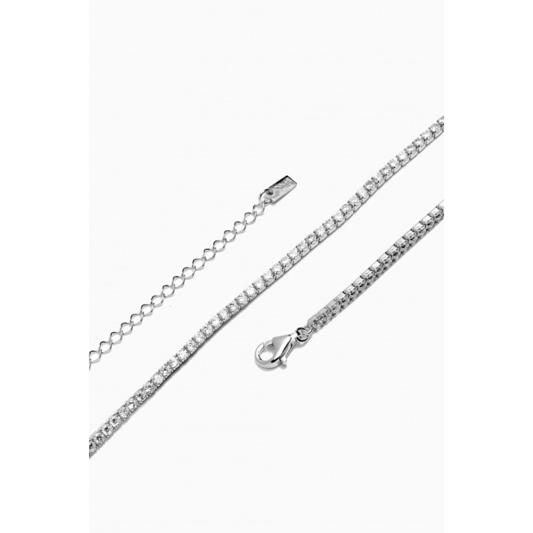 By Adina Eden - Thin Tennis Choker in White Gold-plated Sterling Silver