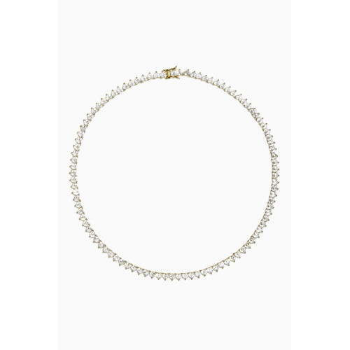 By Adina Eden - Heart Tennis Necklace in Yellow Gold-plated Sterling Silver