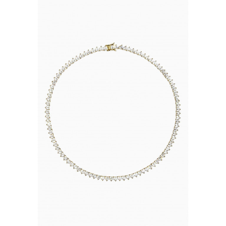 By Adina Eden - Heart Tennis Necklace in Yellow Gold-plated Sterling Silver