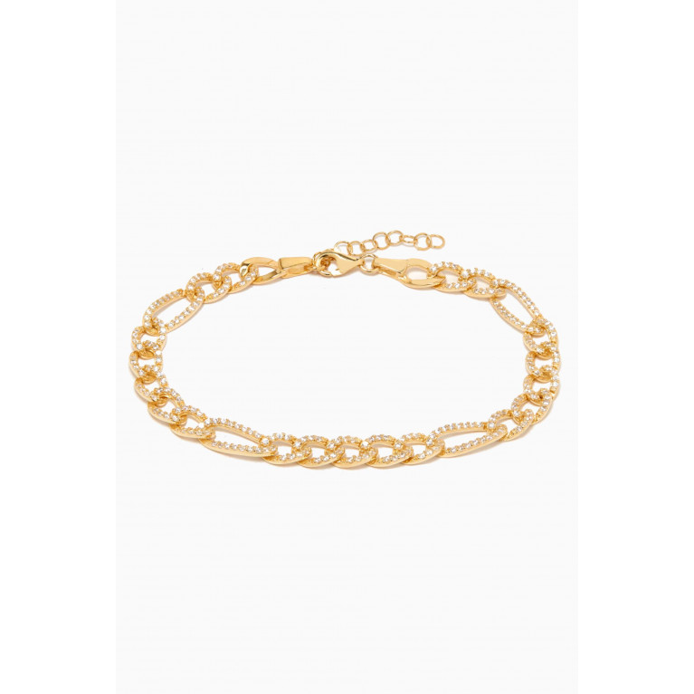 By Adina Eden - Pavé Figaro Bracelet in Yellow Gold-plated Sterling Silver