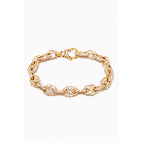 By Adina Eden - Full Pavé Mariner Chain Bracelet in Yellow Gold-plated Sterling Silver