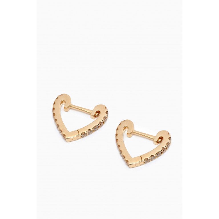By Adina Eden - Wide Diamond Heart Shape Huggie Earrings in 14kt Yellow Gold