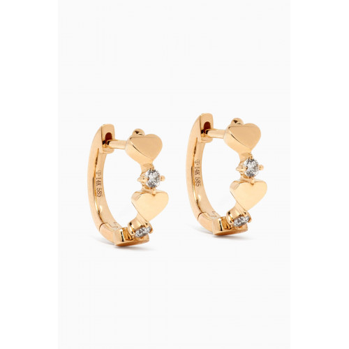 By Adina Eden - Diamond Solid Heart Huggie Earrings in 14kt Yellow Gold