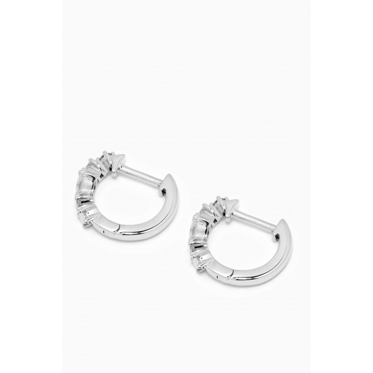 By Adina Eden - Multi Shape Diamond Huggie Earrings in 14kt White Gold