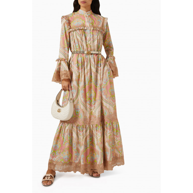 Gucci - Floral Print Maxi Dress in Cotton Muslin