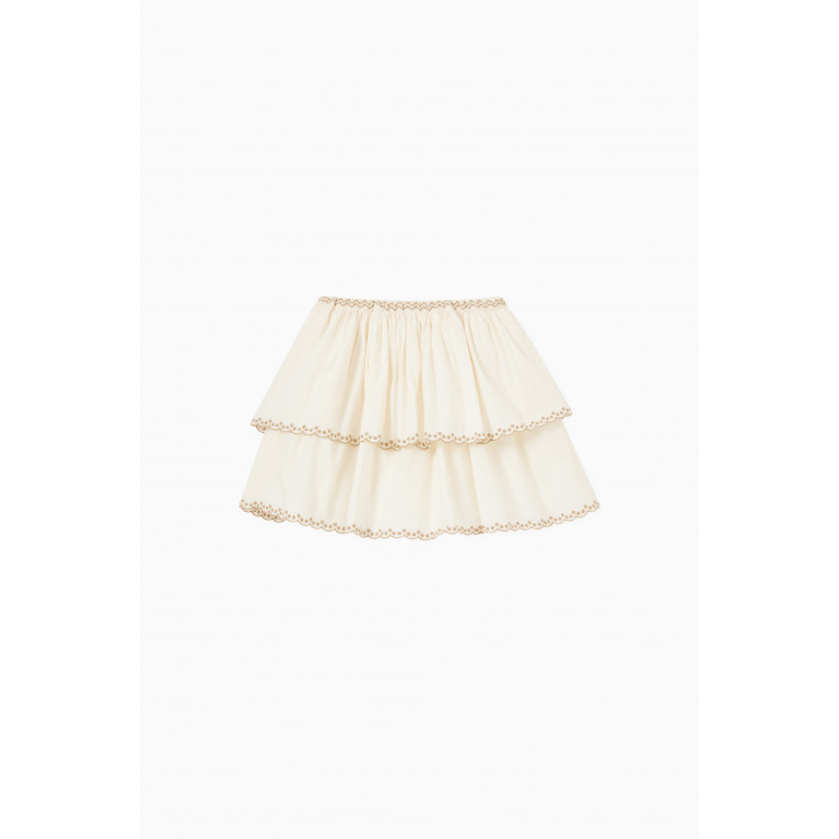 Bonpoint - Embroidered Tiered Skirt in Cotton