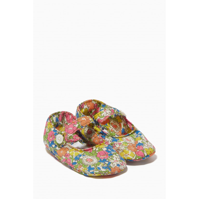 Bonpoint - Floral Crib Shoes in Organic Cotton