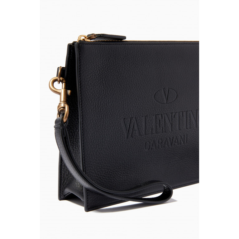 Valentino - Valentino Garavani Logo Flat Pouch in Leather