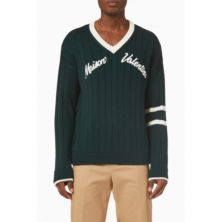 Valentino - Maison Valentino Embroidery V-neck Sweater in Wool
