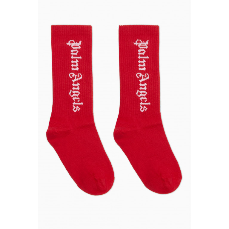 Palm Angels - Logo Socks in Cotton Blend Red
