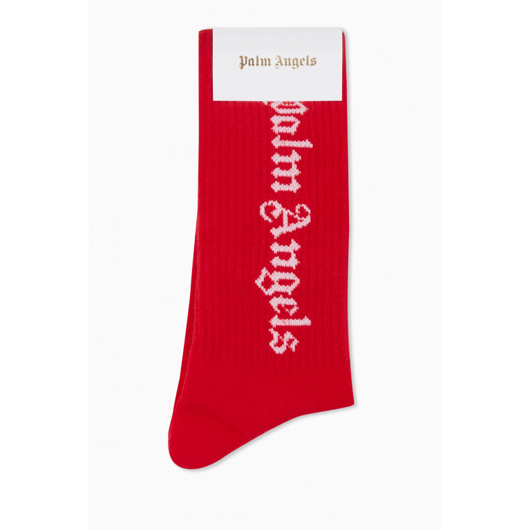 Palm Angels - Logo Socks in Cotton Blend Red