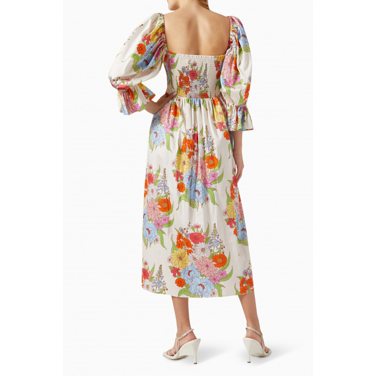Borgo de Nor - Artemis Shirred Midi Dress in Cotton Multicolour