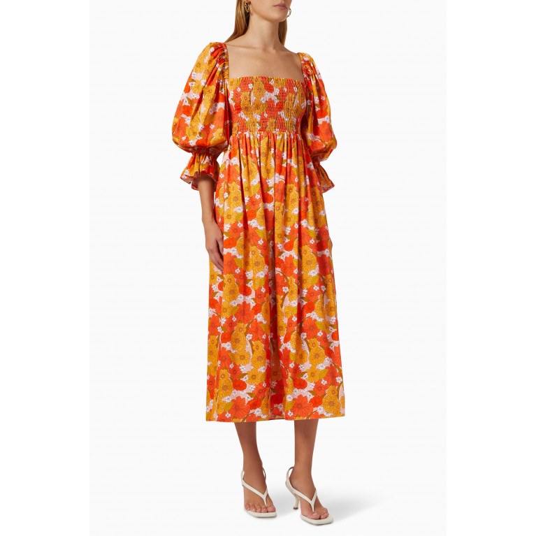 Borgo de Nor - Artemis Printed Dress in Cotton Orange