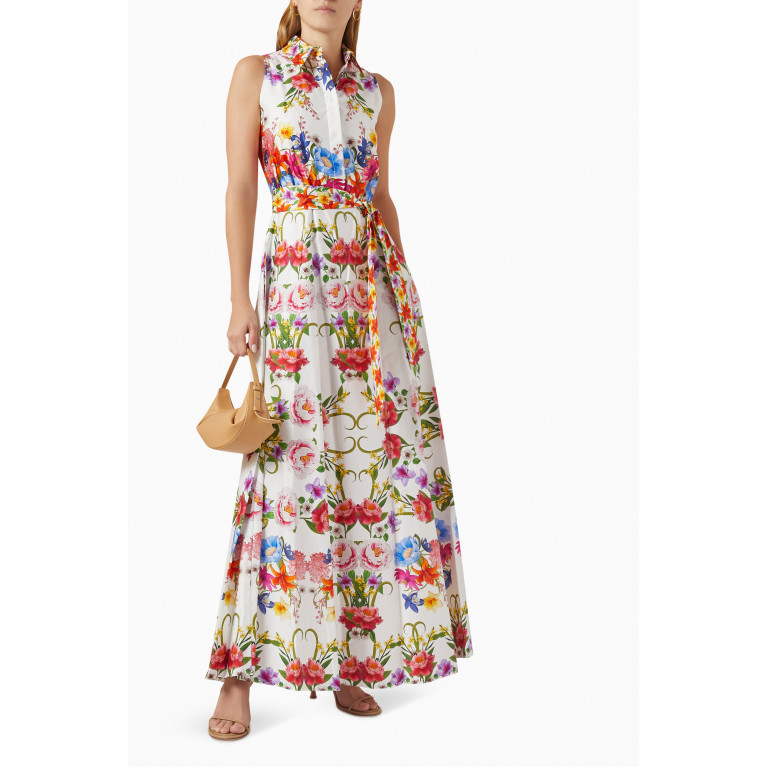 Borgo de Nor - Paloma Maxi Shirt Dress in Broderie Anglaise Cotton Multicolour