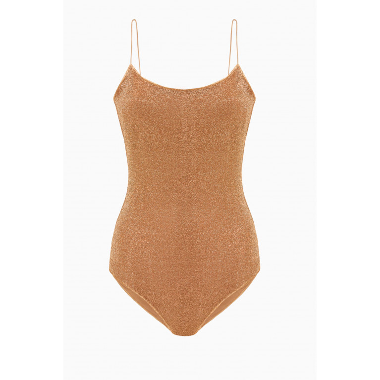 Oséree - Lumiére Maillot Swimsuit in Lurex Brown