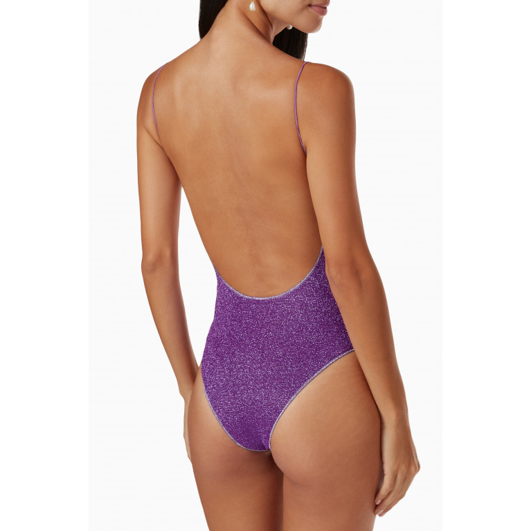 Oséree - Lumiére Maillot Swimsuit in Lurex Purple