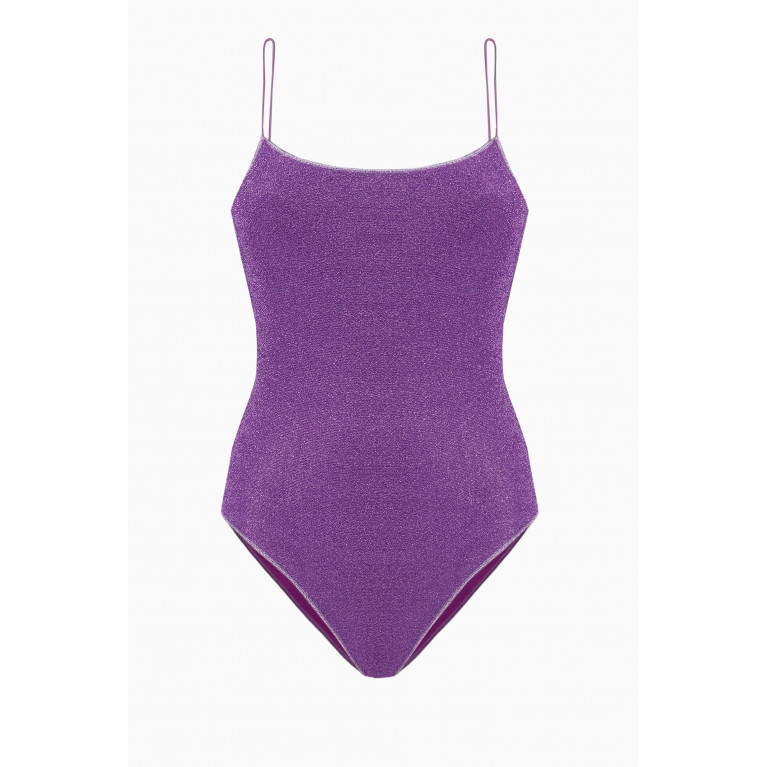 Oséree - Lumiére Maillot Swimsuit in Lurex Purple
