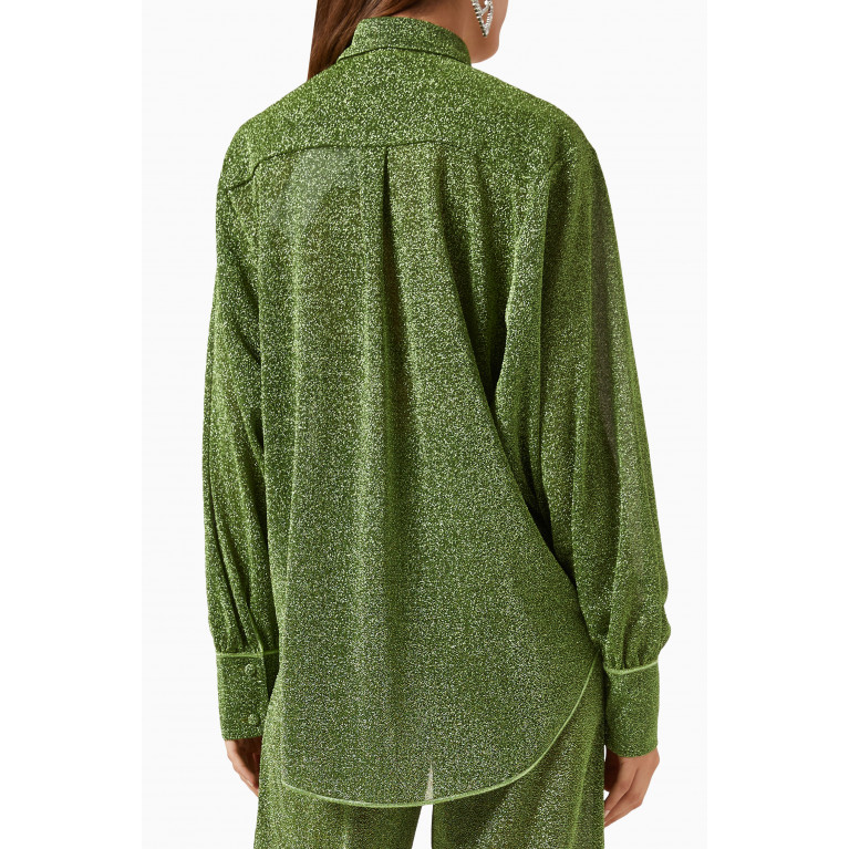 Oséree - Lumiere Colour-block Shirt in Lurex Nylon Green