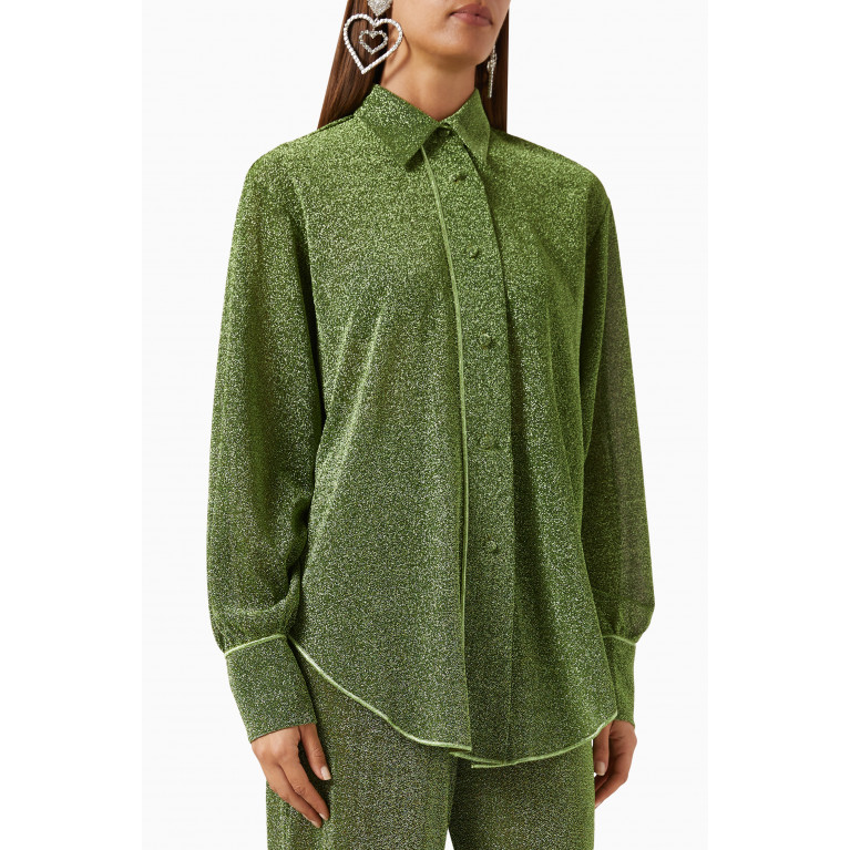 Oséree - Lumiere Colour-block Shirt in Lurex Nylon Green
