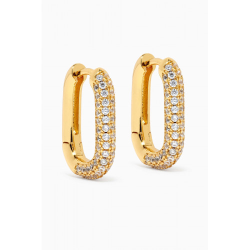 Luv Aj - Pave Chain Link CZ Huggies in 14kt Antique Gold-plated Brass