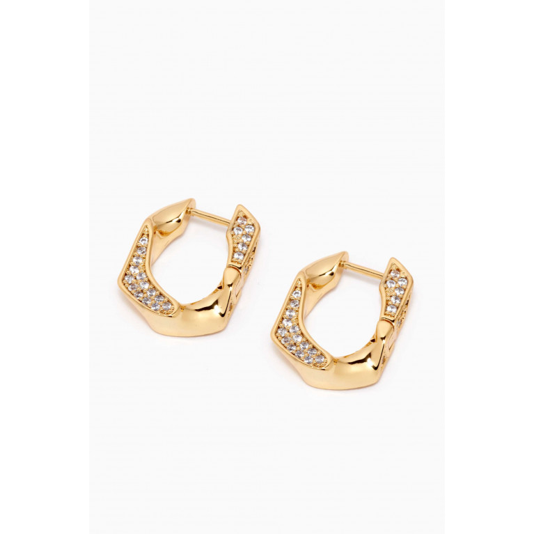 Luv Aj - Pave Cuban Link Hoops in Gold-plated Brass