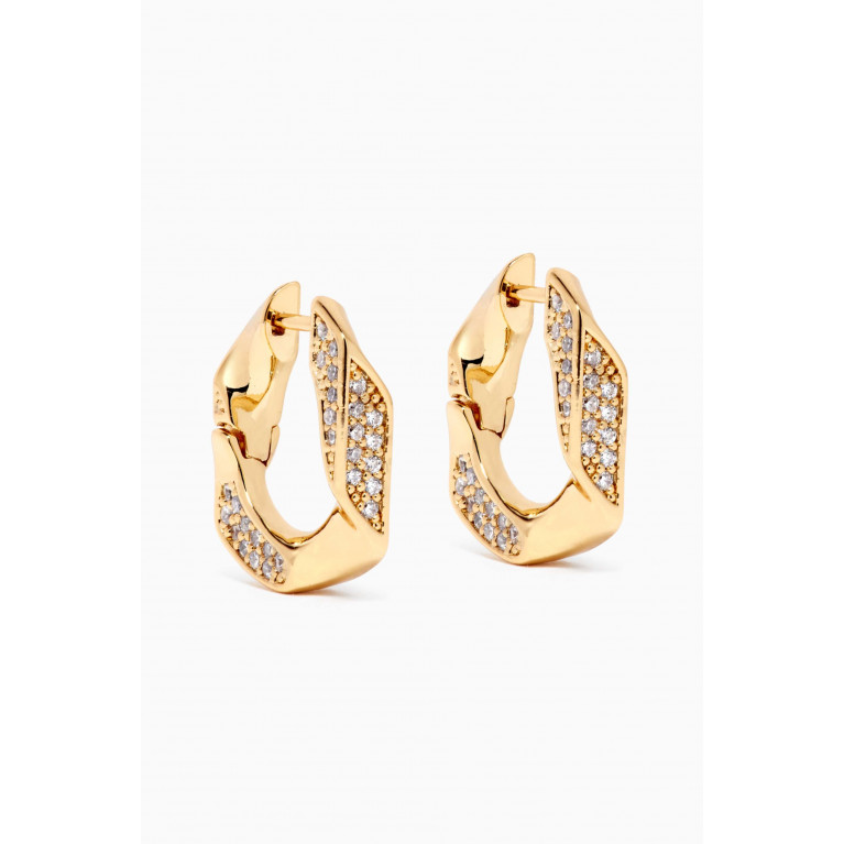Luv Aj - Pave Cuban Link Hoops in Gold-plated Brass