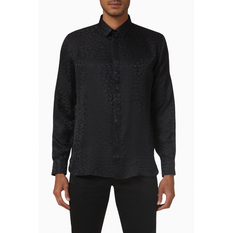 Saint Laurent - Yves Collar Classic Shirt in Matte & Shiny Silk