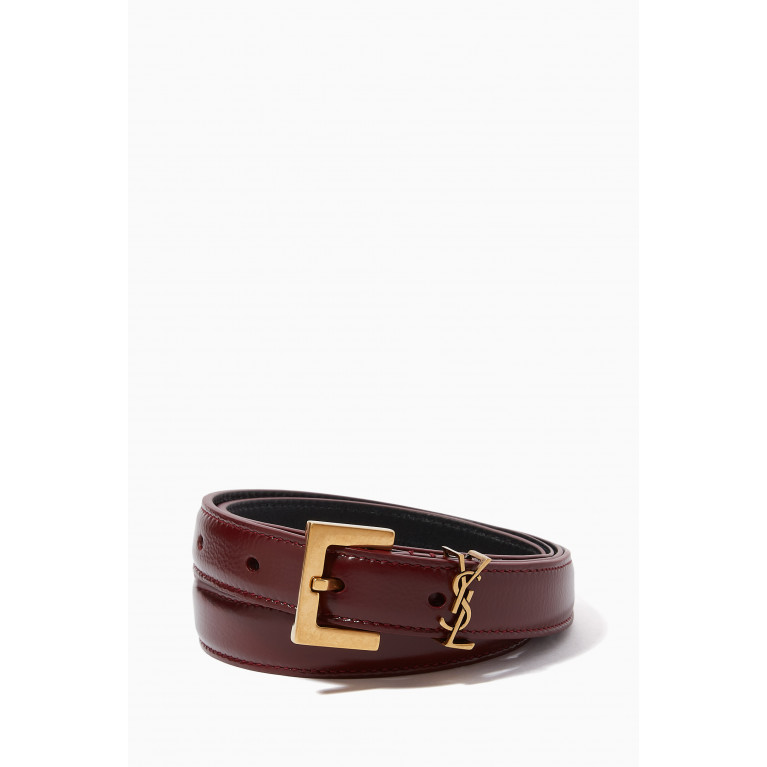 Saint Laurent - Cassandre Thin Belt in Shiny Box SAINT LAURENT Leather
