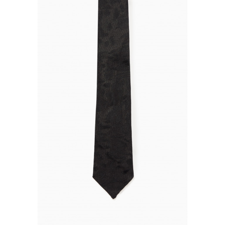 Saint Laurent - Leopard-print Tie in Mulberry Silk Jacquard