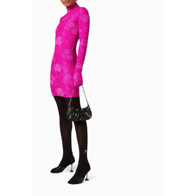 Balenciaga - Lingerie Turtleneck Mini Dress in Stretch Lace
