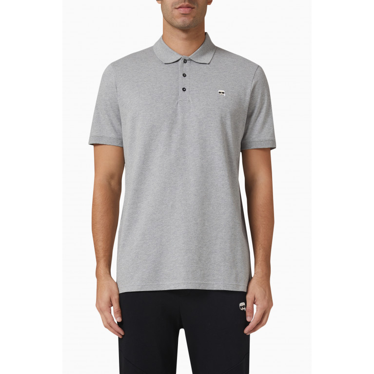 Karl Lagerfeld - Ikonik Embroidered Polo Shirt in Organic Cotton