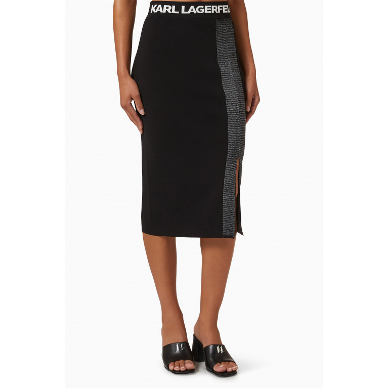 Karl Lagerfeld - Logo Tape Pencil Skirt in Recycled Viscose Blend Knit